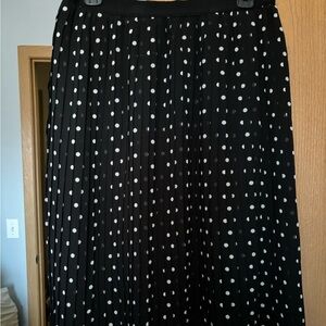 Polka Dot Midi Pleated Skirt